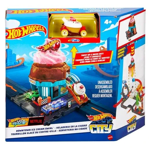 Hot Wheels City Downtown Ice Cream Swirl Playset